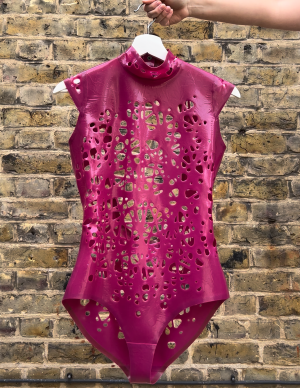 Hayley Mesh Latex Leotard - Ready to ship