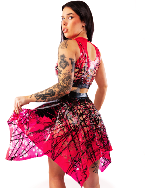 Mesh Latex Handkerchief Skirt