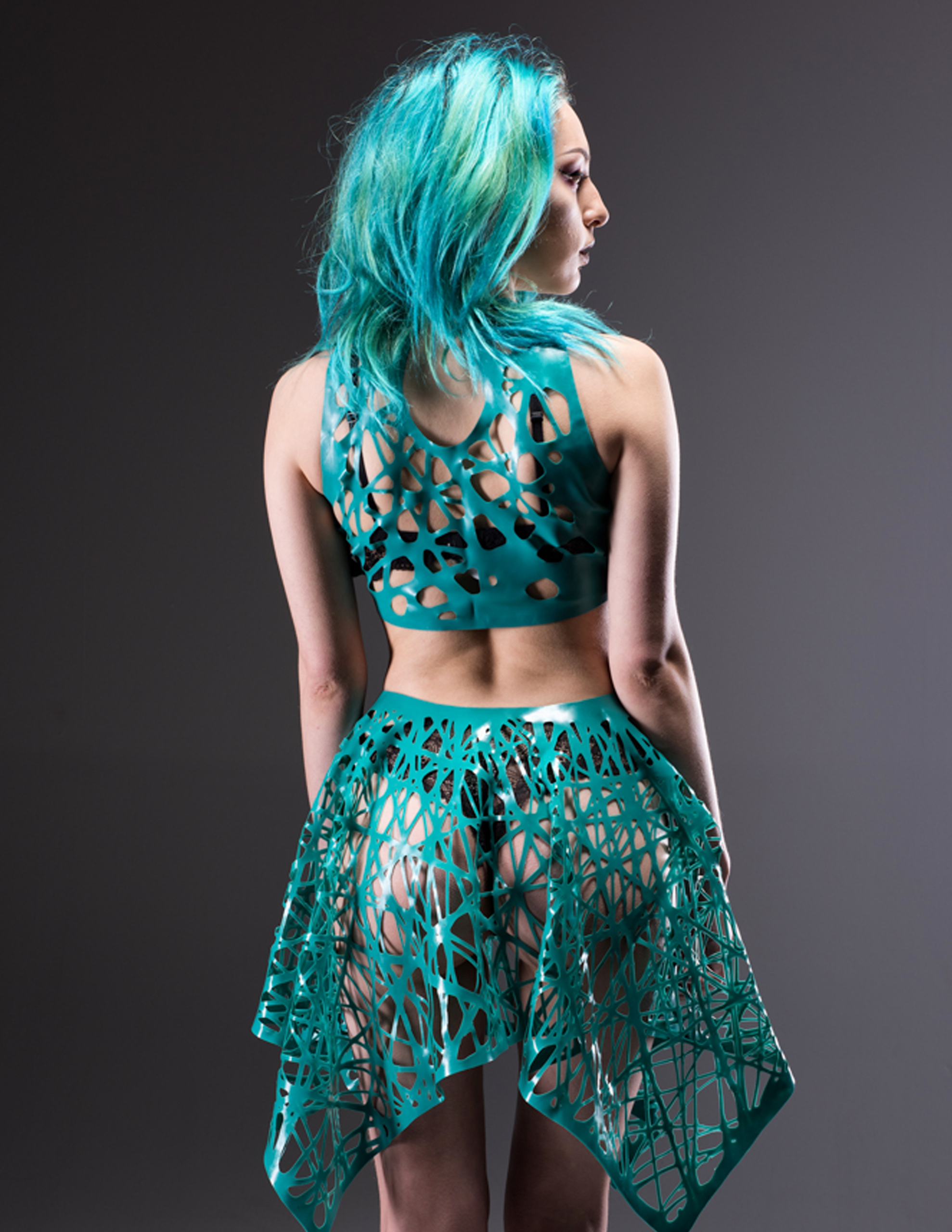 Mesh Latex Handkerchief Skirt - Image 4