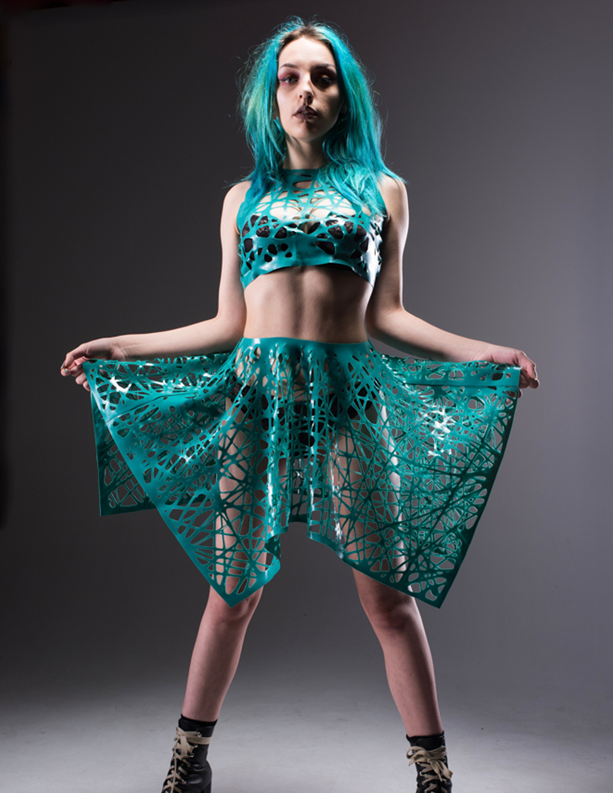Mesh Latex Handkerchief Skirt - Image 2